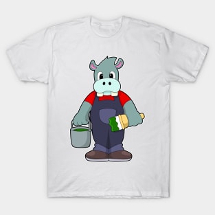 Hippo at Painting with Bucket of Paint & Brush T-Shirt